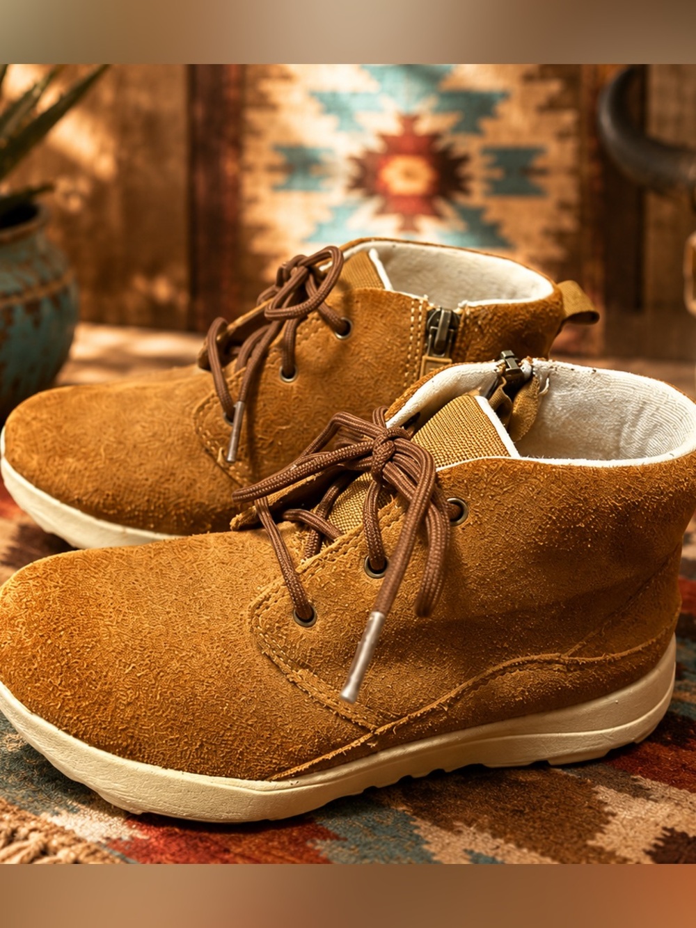 UGG Brown Suede Ankle Boots with Lace-Up Design